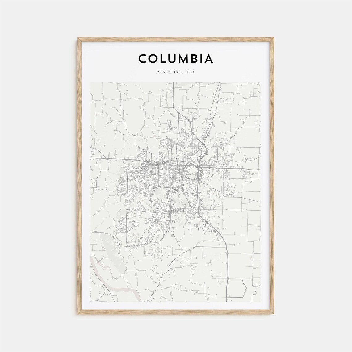 Columbia Missouri USA Minimalist City Street Map Travel Art Print