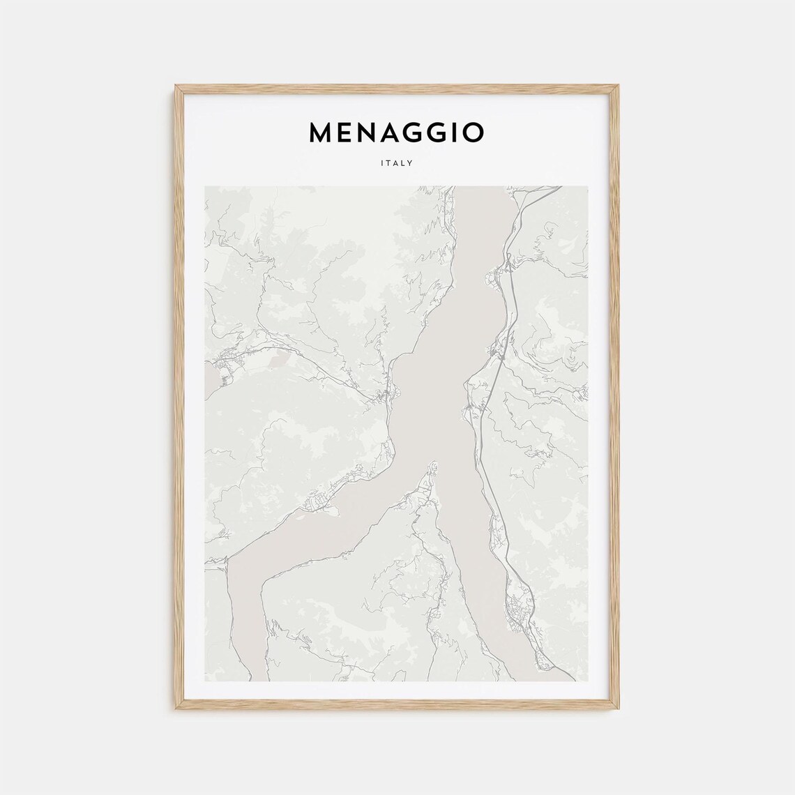 Menaggio Italy Lake Como Town Beige Minimalist Map Art Poster