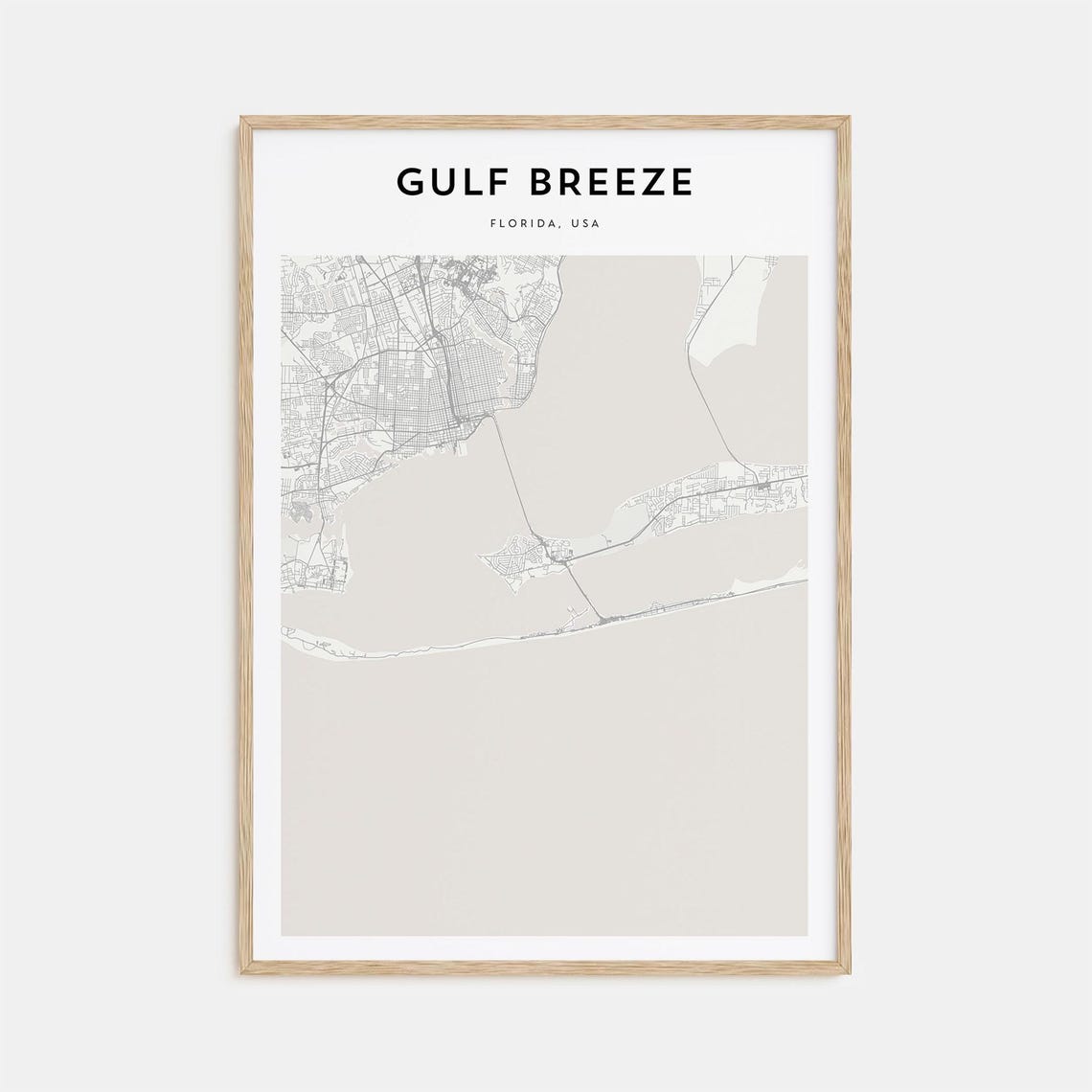 Gulf Breeze Florida Minimalist Barrier Island Map Wall Decor Poster