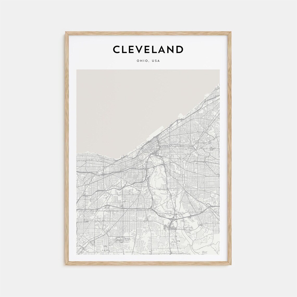 Cleveland Ohio USA Lake Erie Minimalist Street Map Travel Poster
