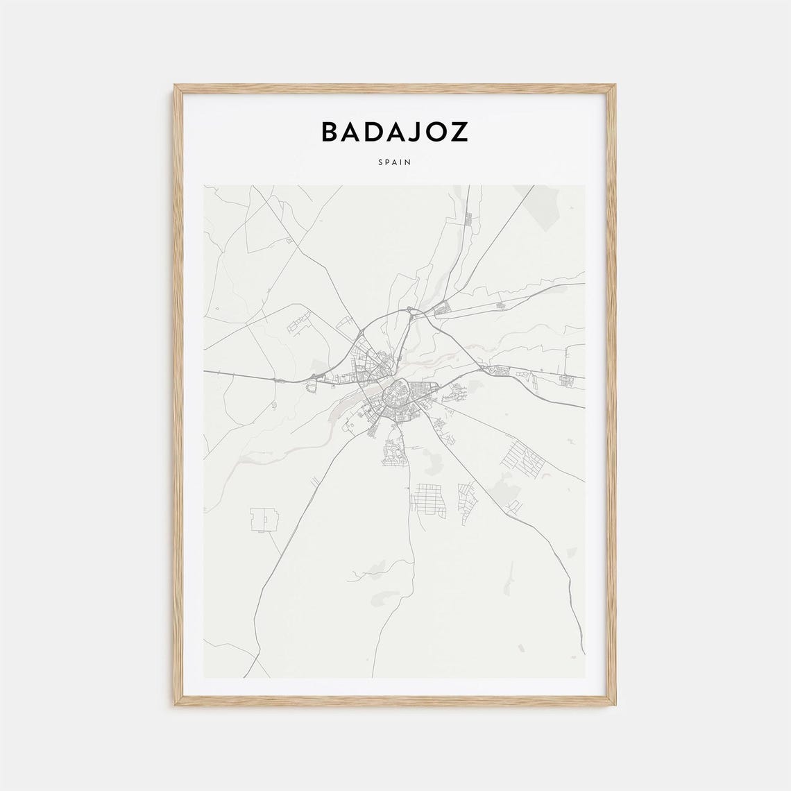 Badajoz Spain Personalized Minimalist Gray City Street Map Poster