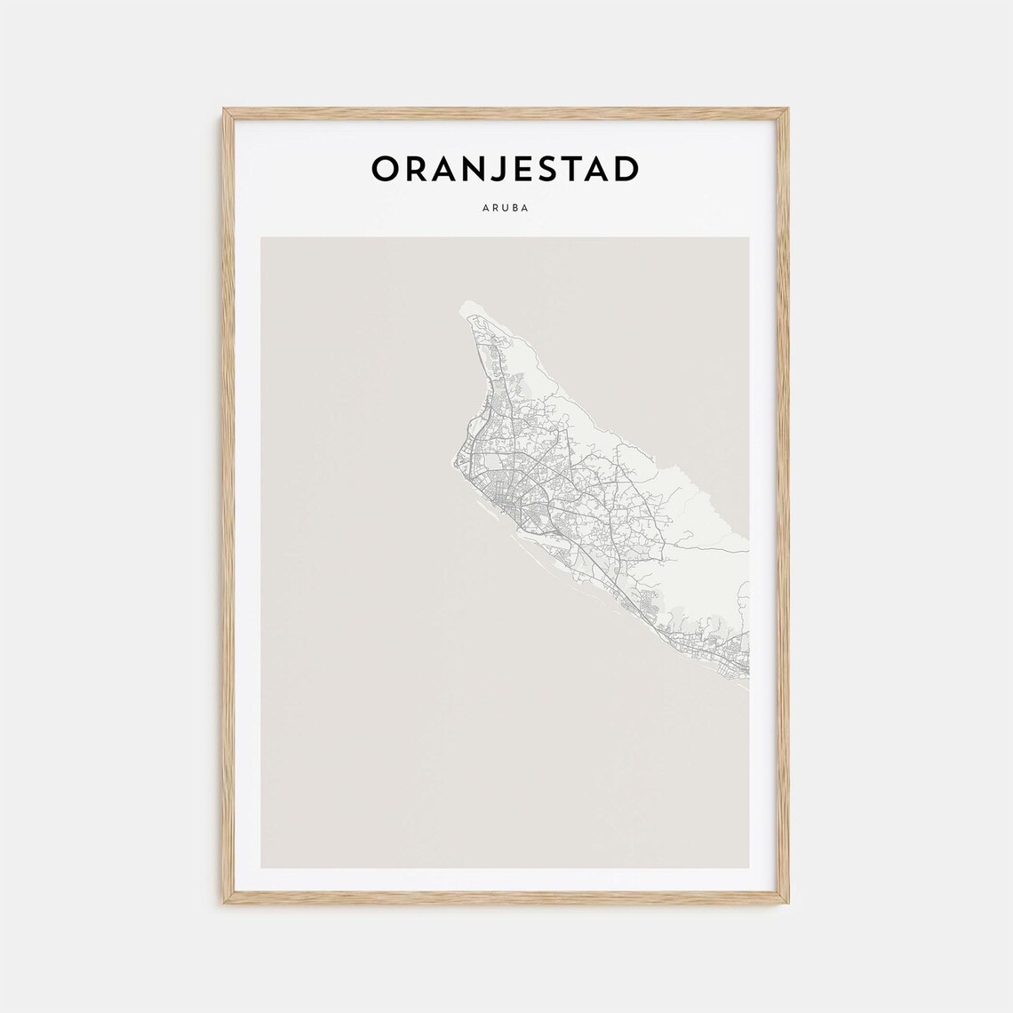 Oranjestad Aruba Island Minimalist Street Map City Travel Art Poster