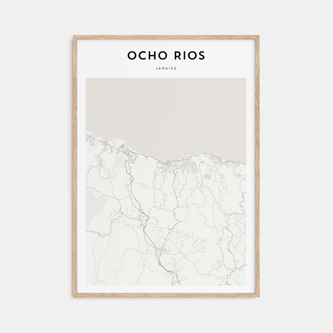 Ocho Rios Jamaica Minimalist Black and White City Map Art Poster