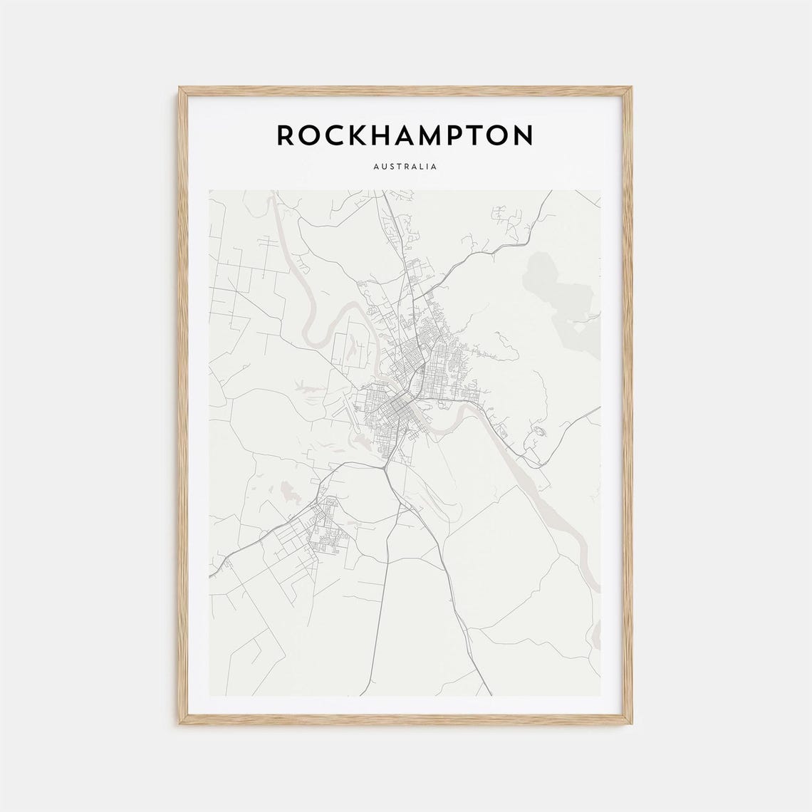 Rockhampton Australia Minimalist Street Map Queensland City Poster