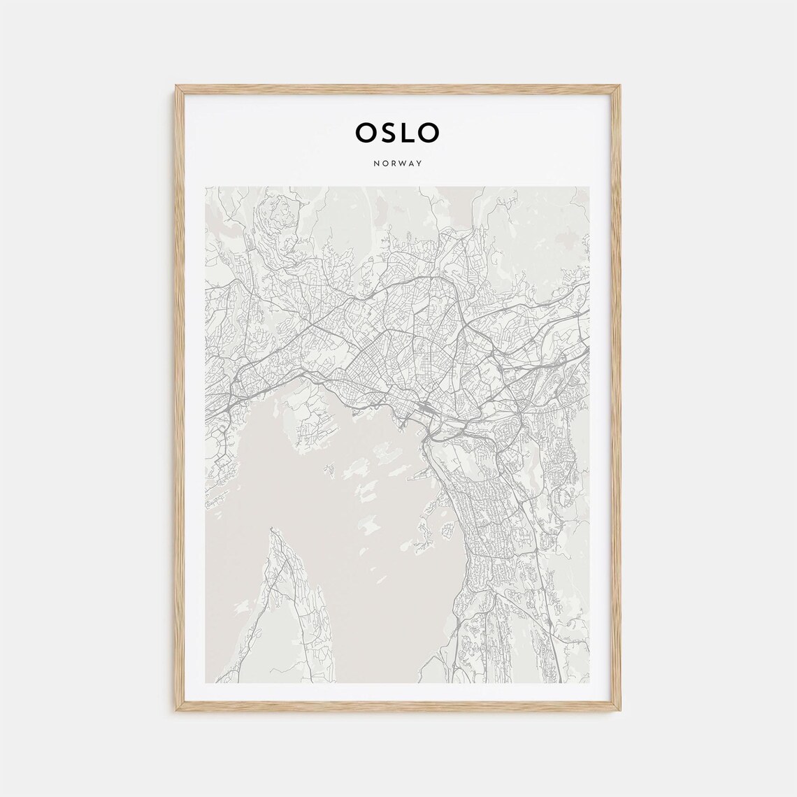 Modern Minimalist Oslo Norway Capital City Street Map Poster