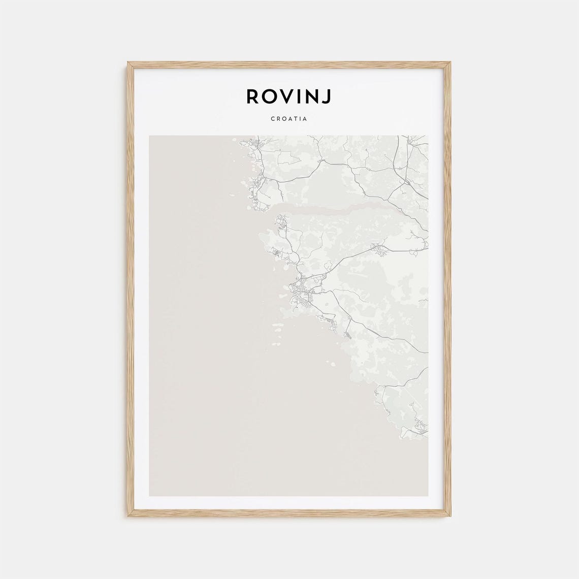 Rovinj Croatia Minimalist Street Map Adriatic Old Town Poster