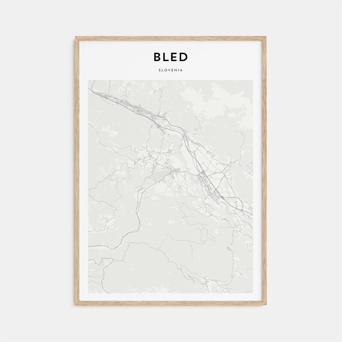 Bled Slovenia Alpine Lake Town Minimalist Map Line Art Travel Poster