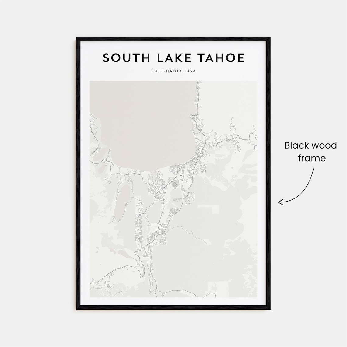 South Lake Tahoe California Minimalist Lake Map Line Art Poster - Image 3