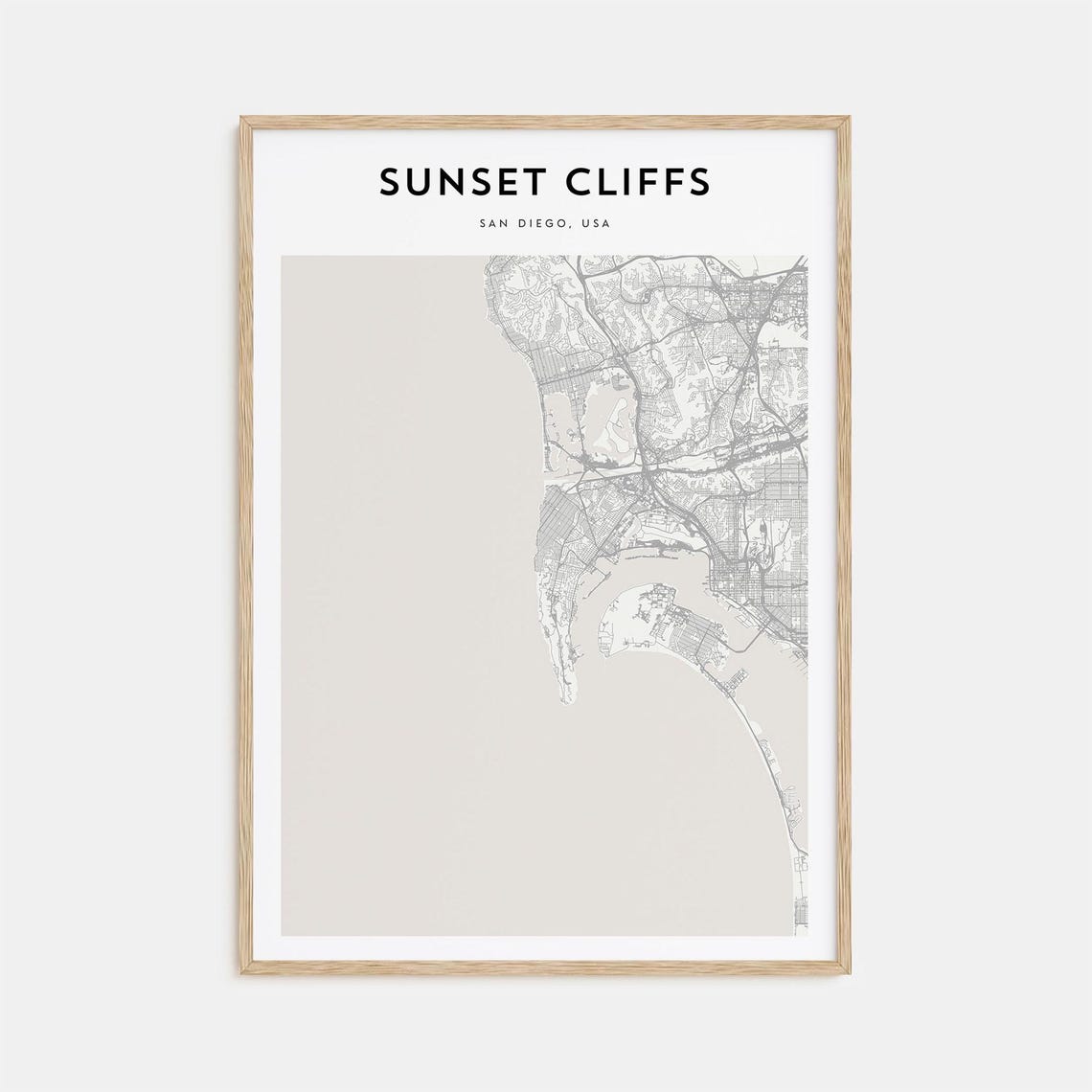Sunset Cliffs San Diego Minimalist City Map Coastal Art Poster