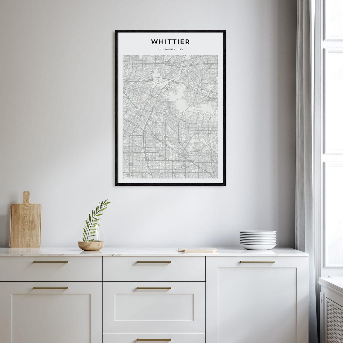 Whittier California USA Minimalist City Street Map Wall Poster - Image 2