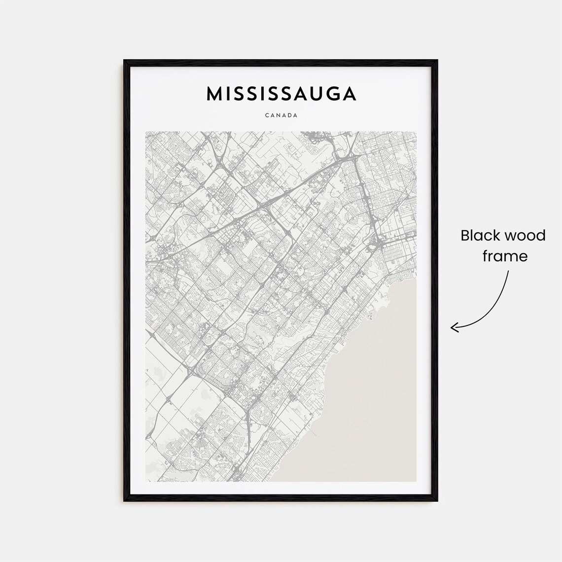 Mississauga Canada Minimalist Light Gray Urban Street Grid Map Poster - Image 3