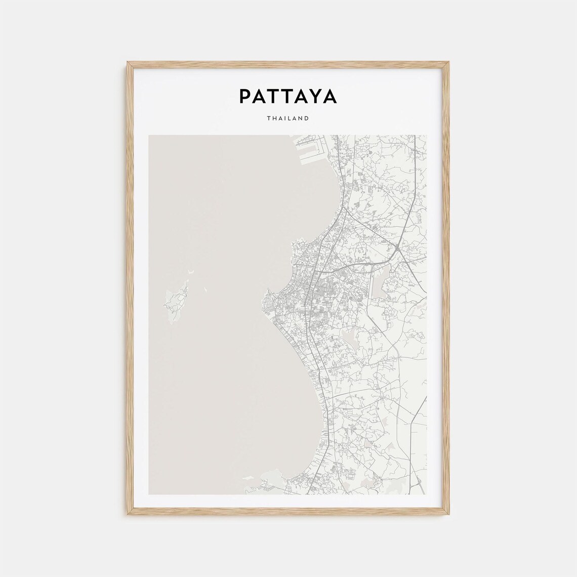 Pattaya Thailand Minimalist Coastal Street Map Decor Art Poster