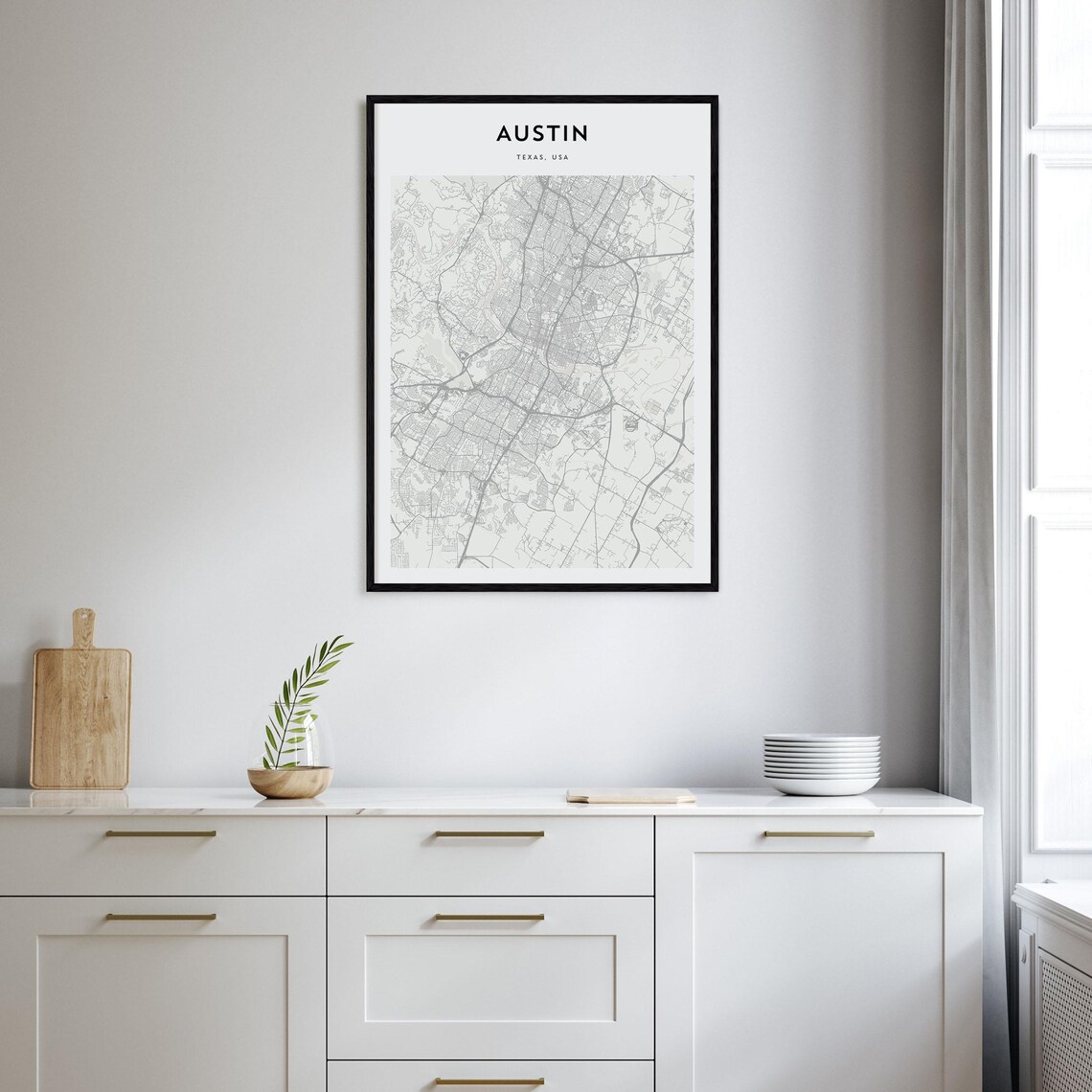 Austin Texas Modern Minimalist Street Map City Travel Gift Poster - Image 2