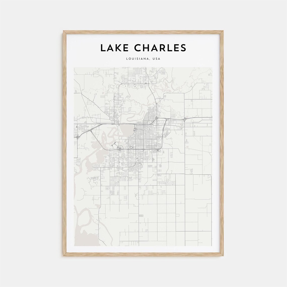 Lake Charles Louisiana Southwest Louisiana Minimalist City Map Poster