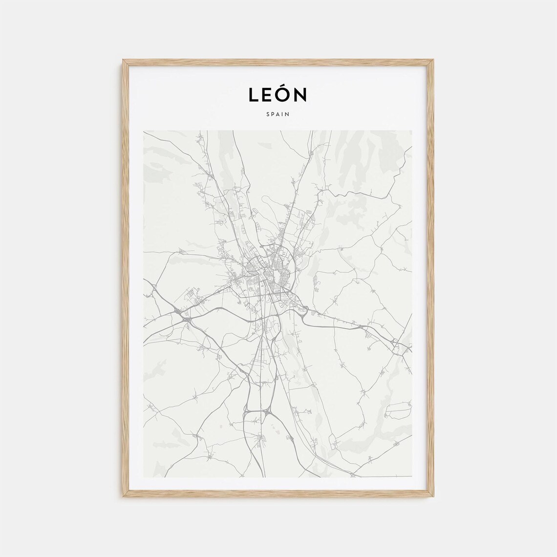 Leon Spain City Street Map Minimalist Line Art Travel Poster