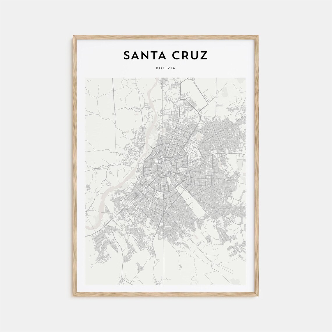 Santa Cruz Bolivia Andean Gateway Minimalist City Map Travel Poster