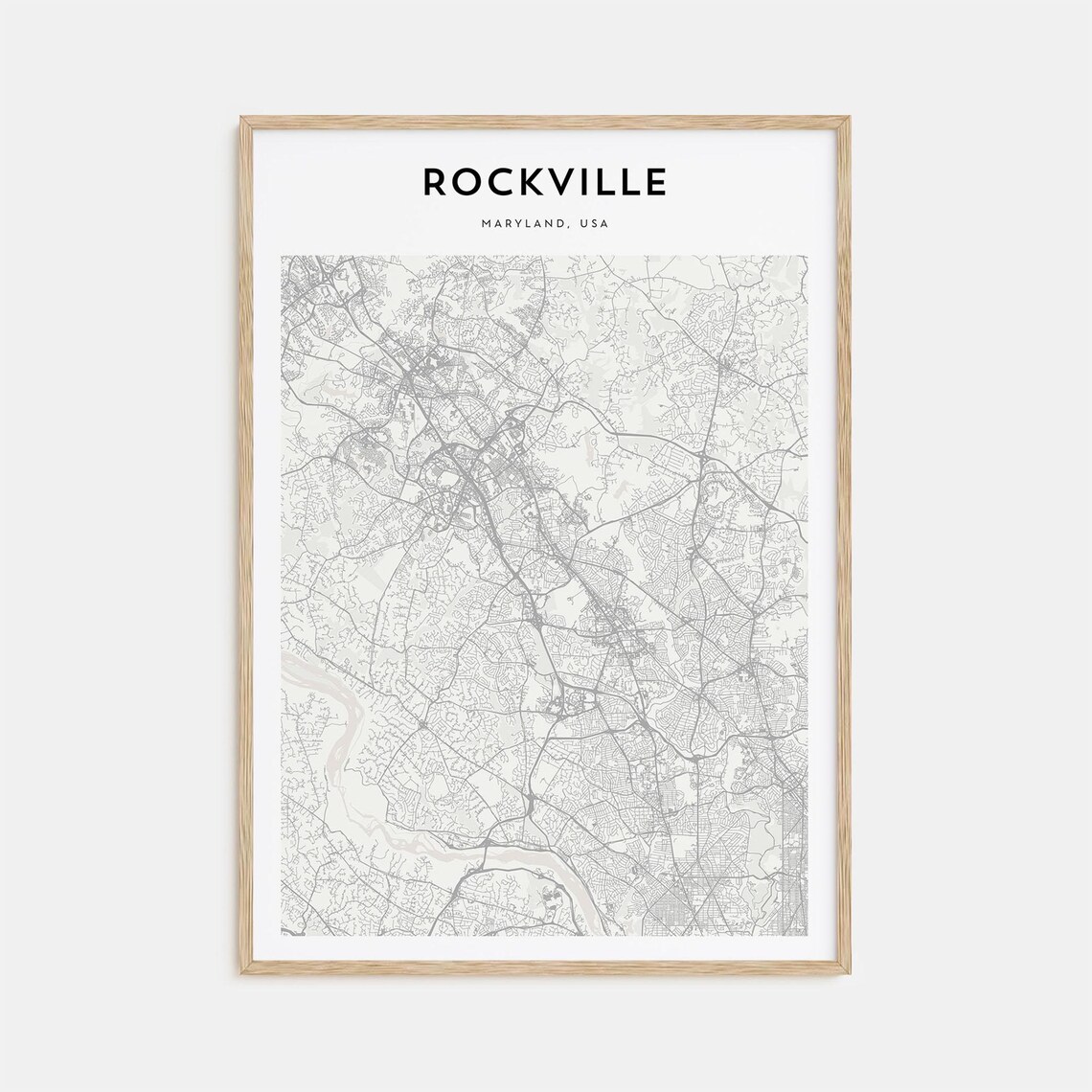 Rockville Maryland Minimalist Street Map Suburban City Travel Poster