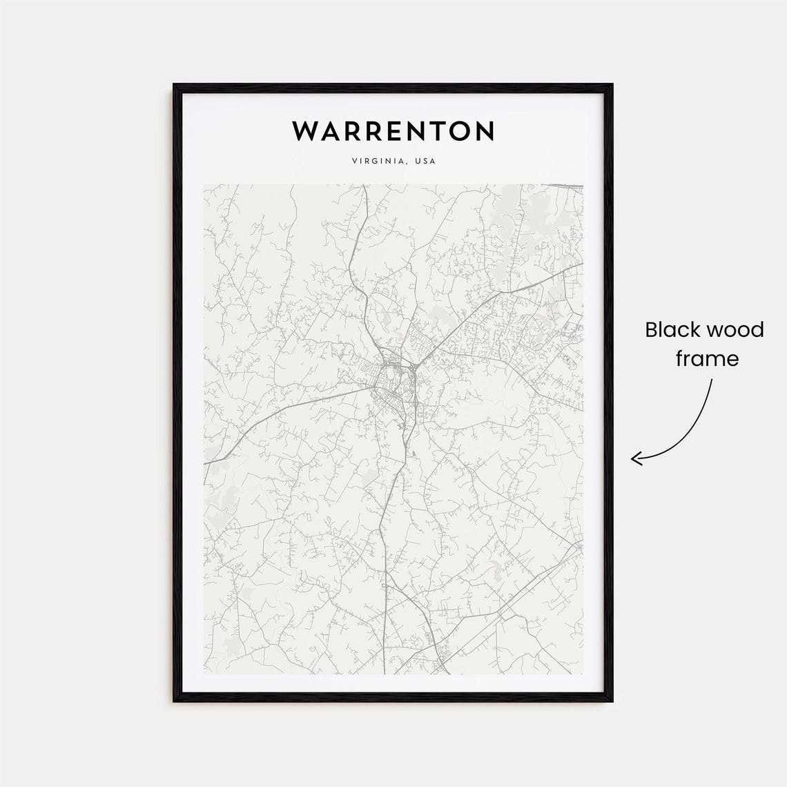 Warrenton Virginia Elegant Minimalist City Street Map Poster - Image 3