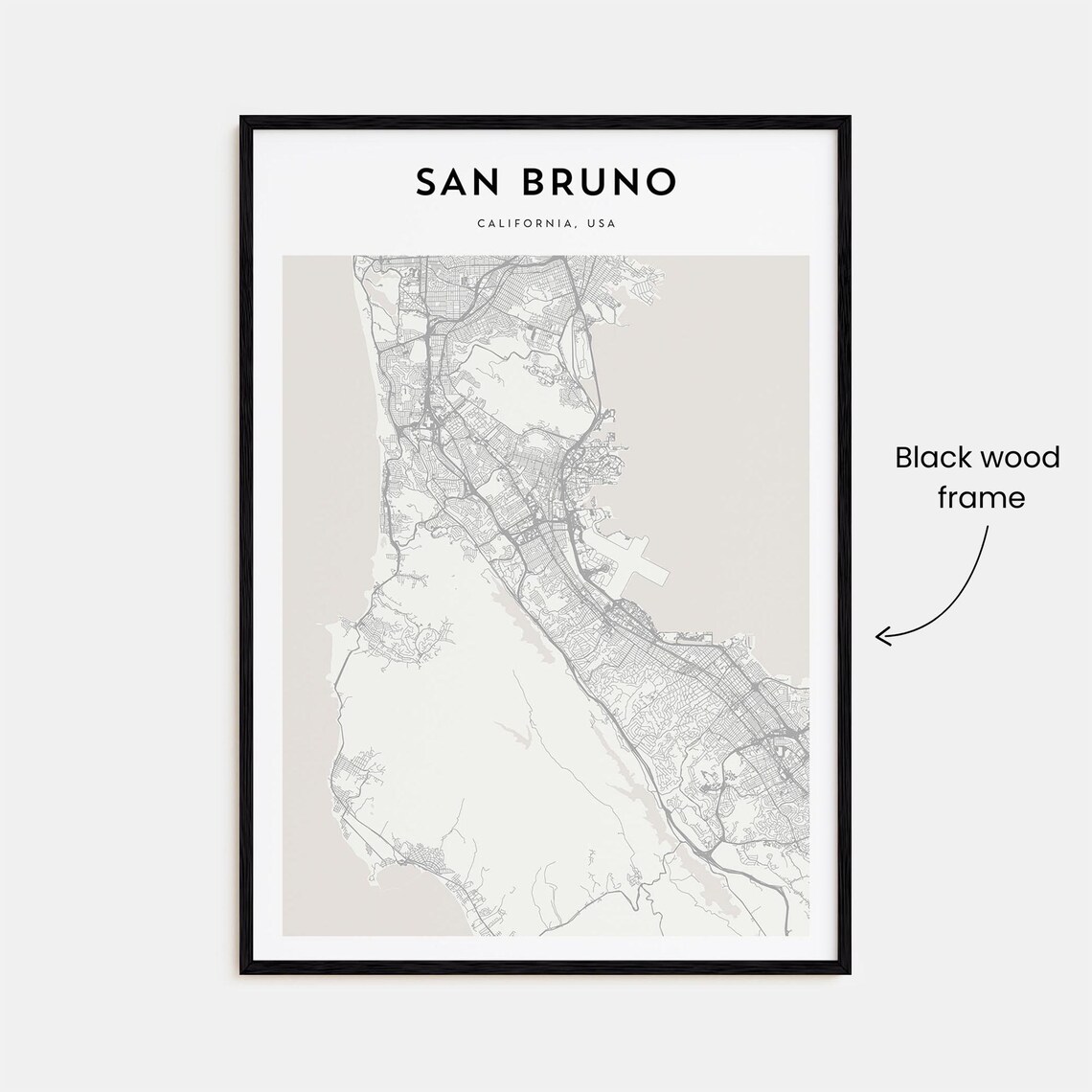 San Bruno California Minimalist Street Map Bay Area City Poster - Image 3