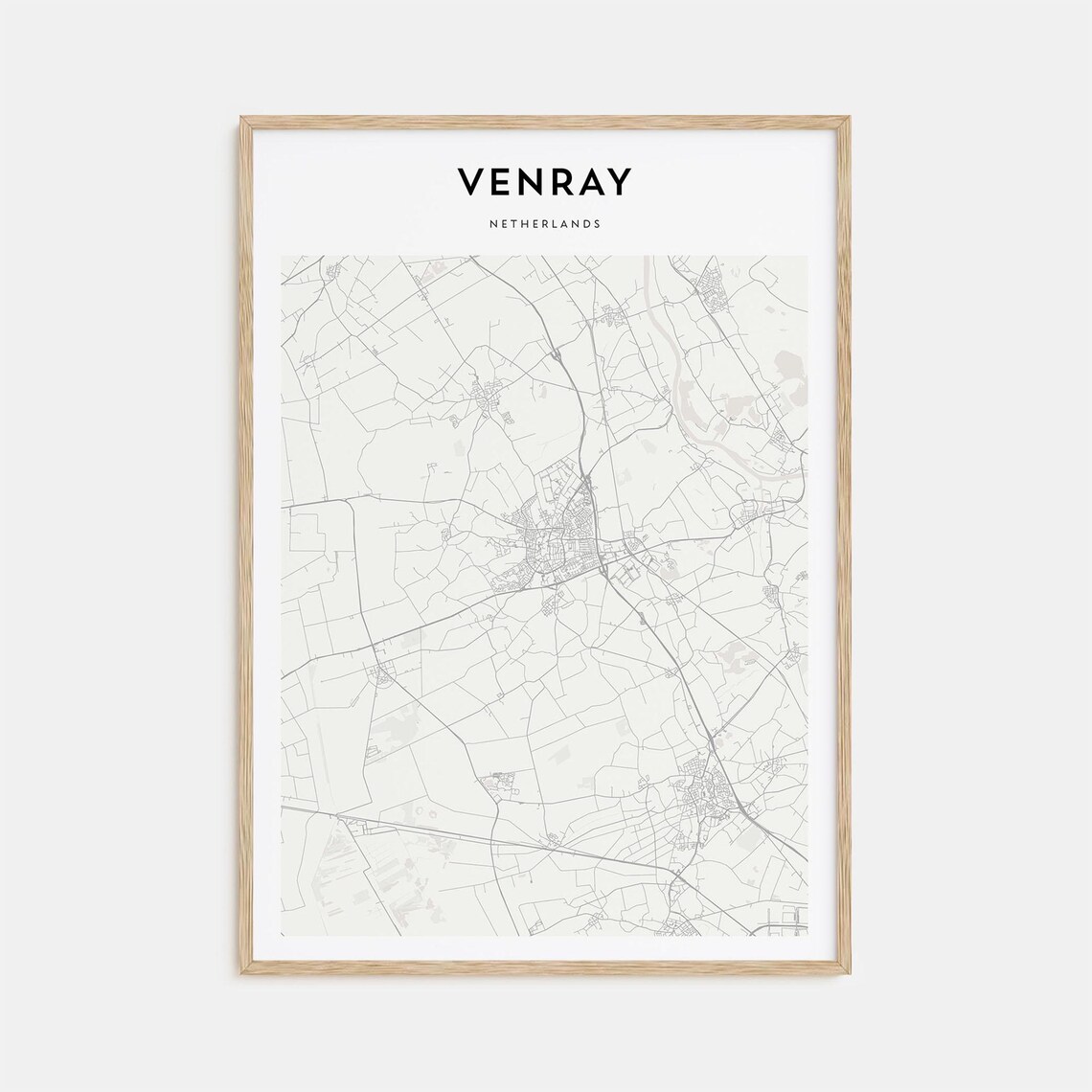 Venray Netherlands Minimalist Black White City Street Map Print