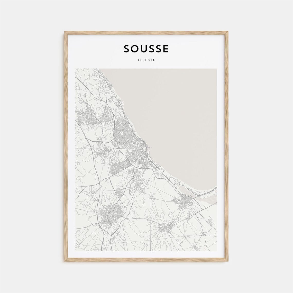 Sousse Tunisia City Street Map Scandinavian Minimalist Poster