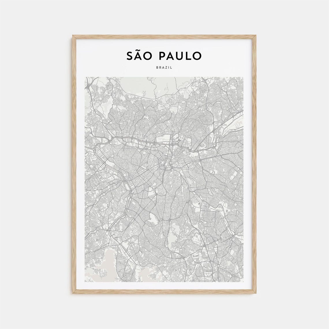 Sao Paulo Brazil Minimalist Black White City Map Street Poster