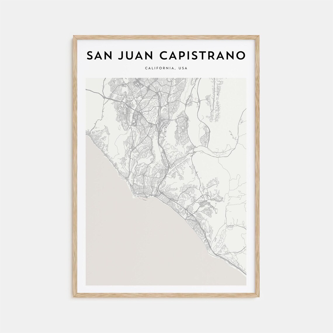 San Juan Capistrano California Minimalist Street Map Beach Town Poster