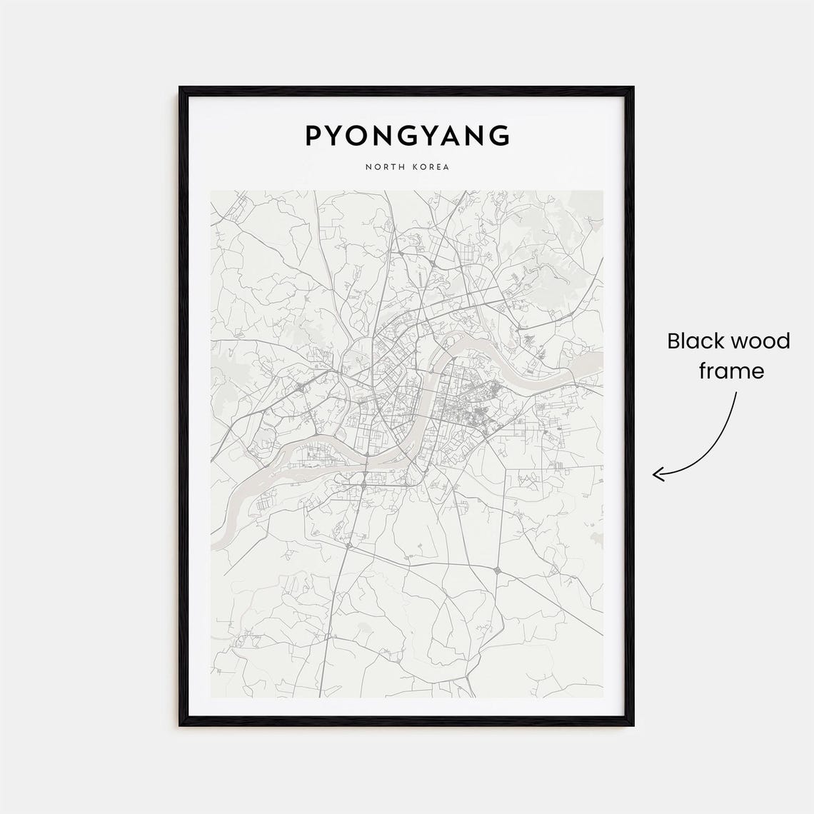 Pyongyang North Korea Minimalist Modern City Map Street Art Poster - Image 3