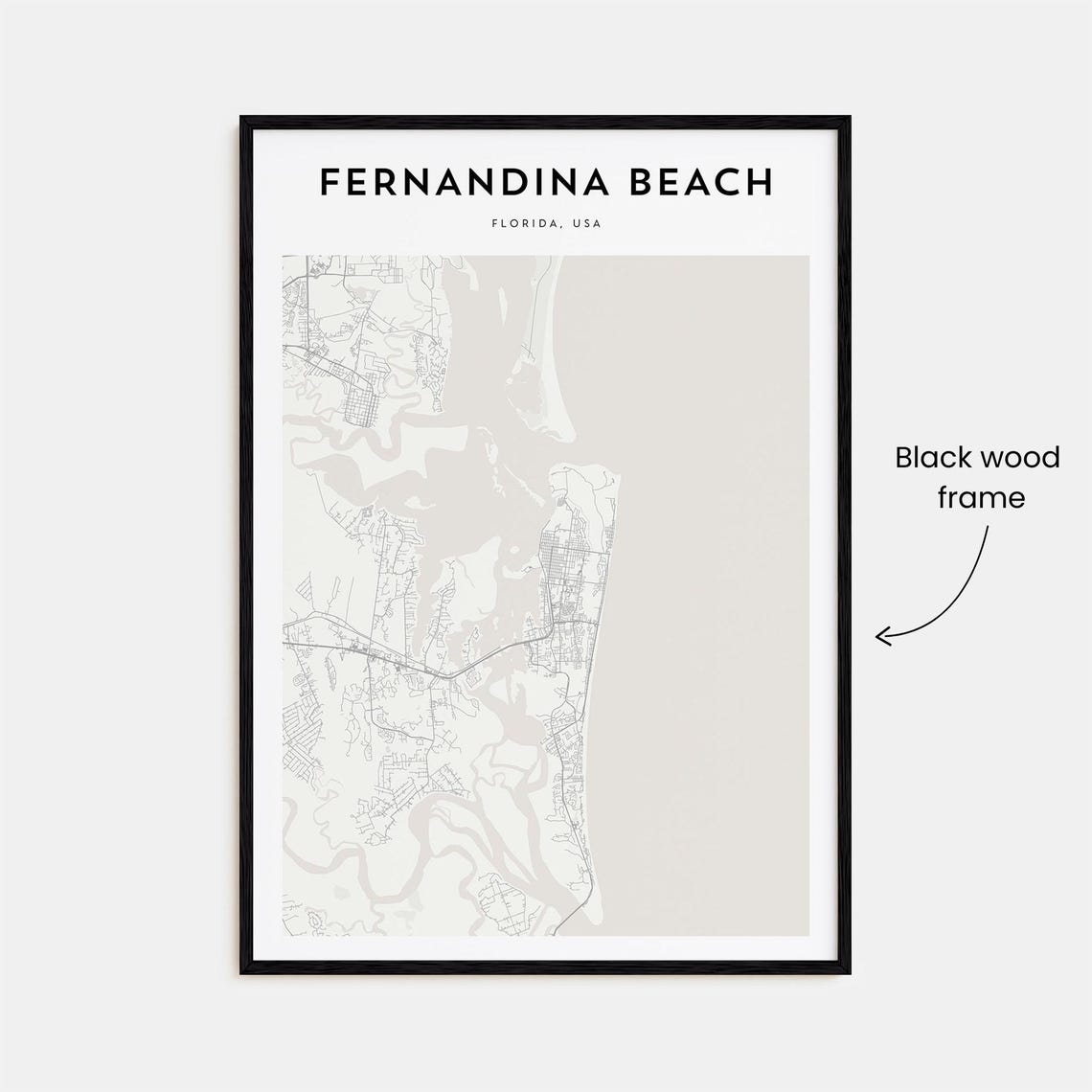 Fernandina Beach Florida Minimalist Coastal Street Map Poster - Image 3