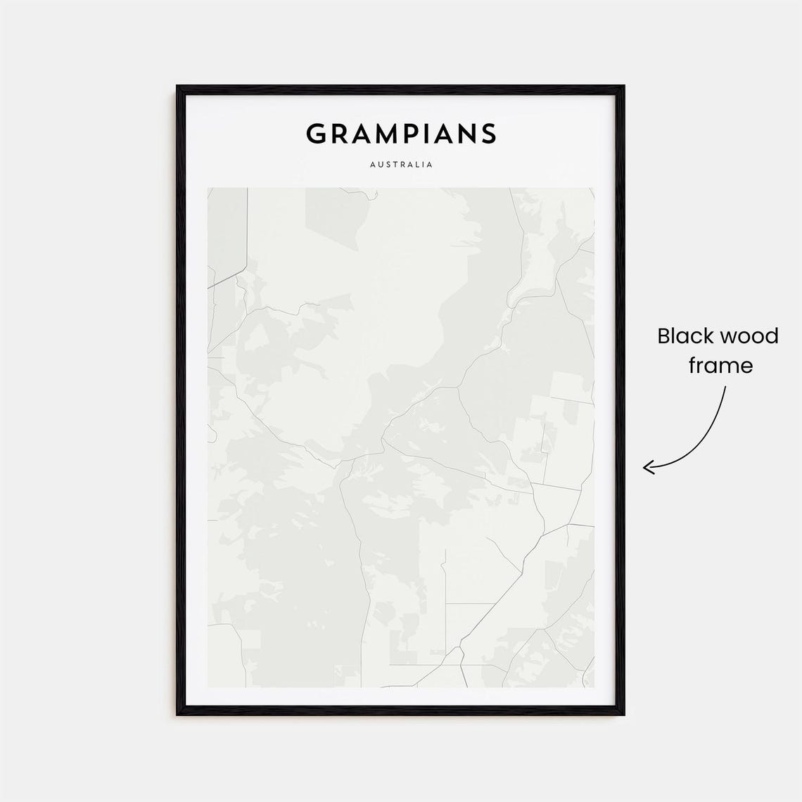 Grampians Australia Minimalist Beige Regional Street Map Poster - Image 3