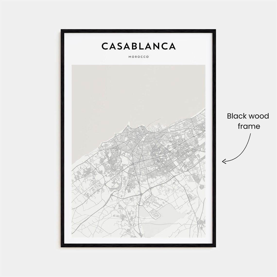 Casablanca Morocco Minimalist City Street Map Modern Wall Art Decor - Image 3