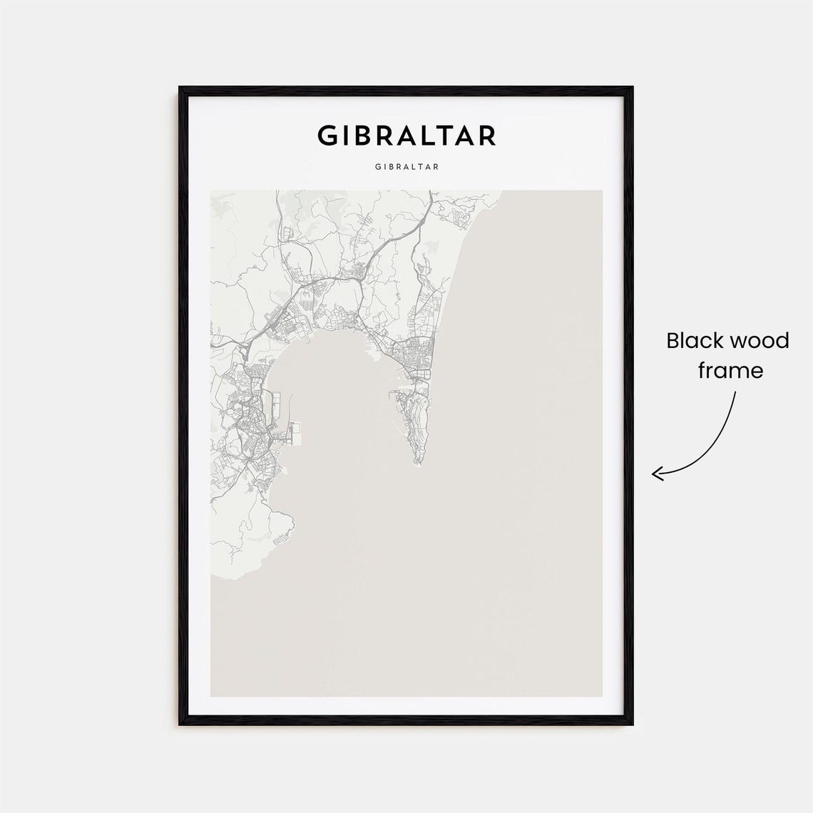 Gibraltar British Territory Minimalist Beige Map Poster Home Art - Image 3