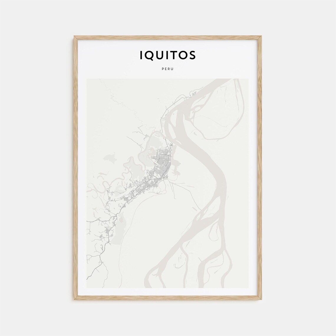 Iquitos Peru Minimalist City Street Map Scandinavian Decor Poster