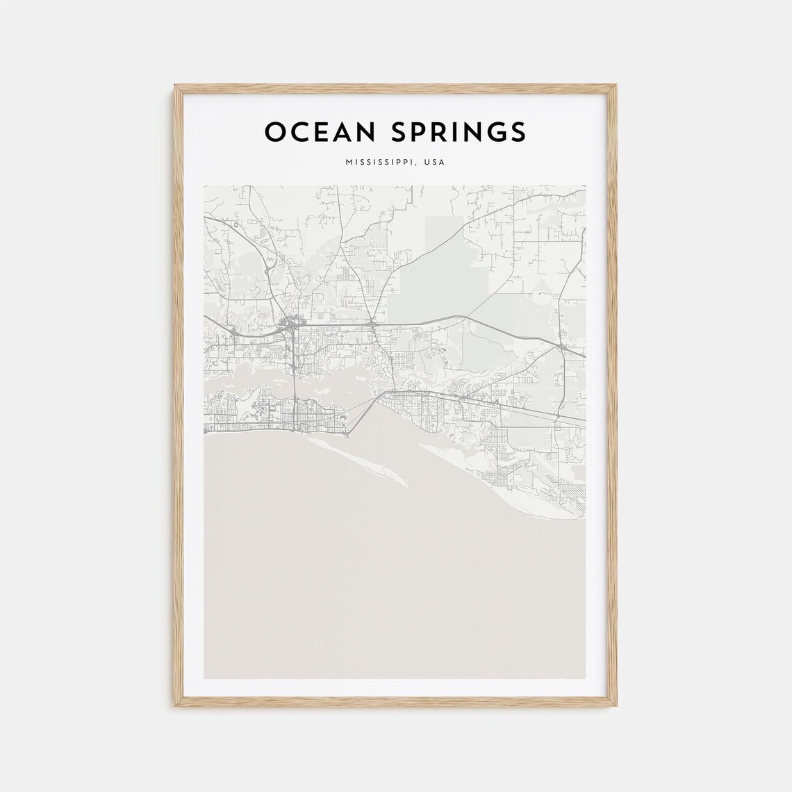 Ocean Springs Mississippi USA Minimalist City Street Map Poster