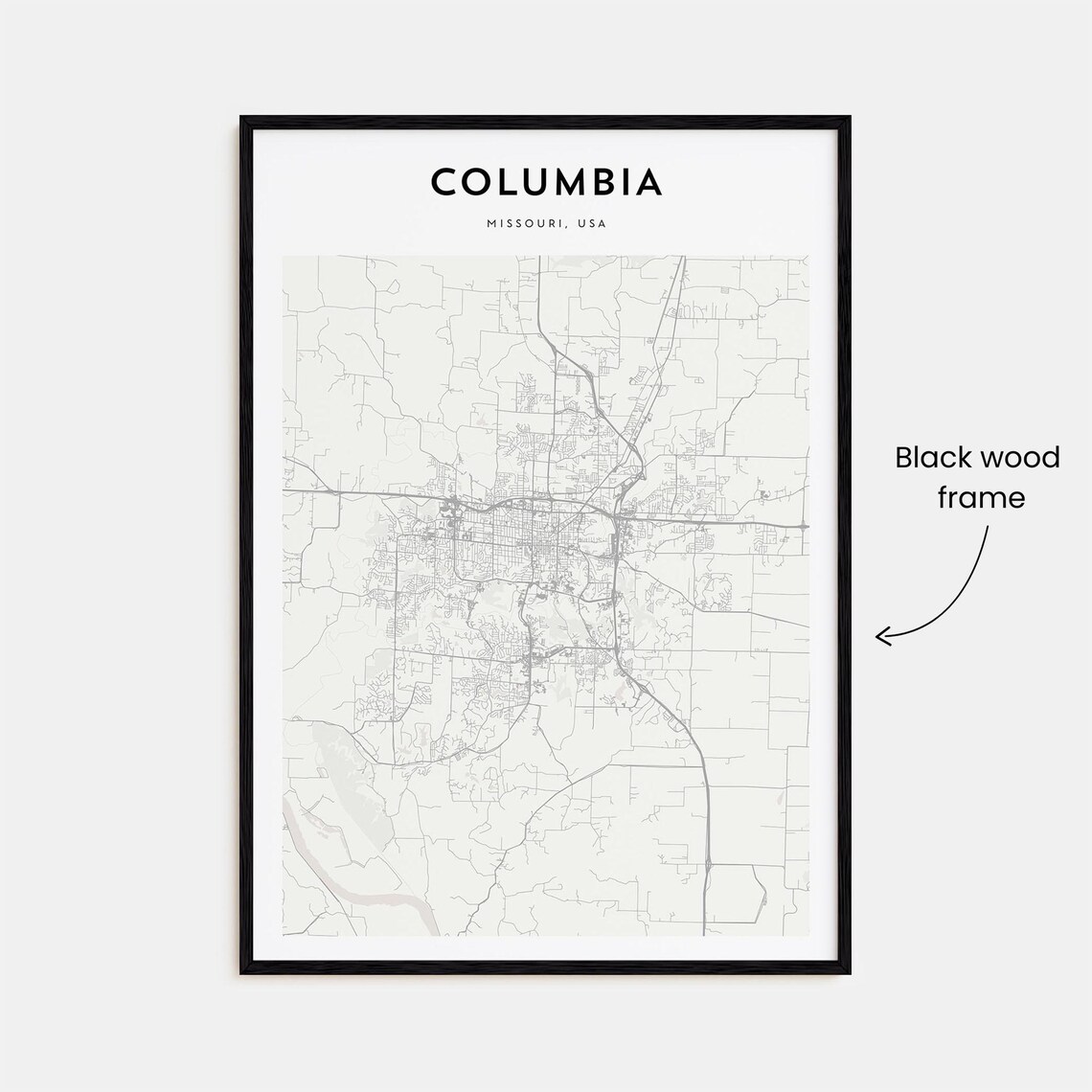 Columbia Missouri USA Minimalist City Street Map Travel Art Print - Image 3