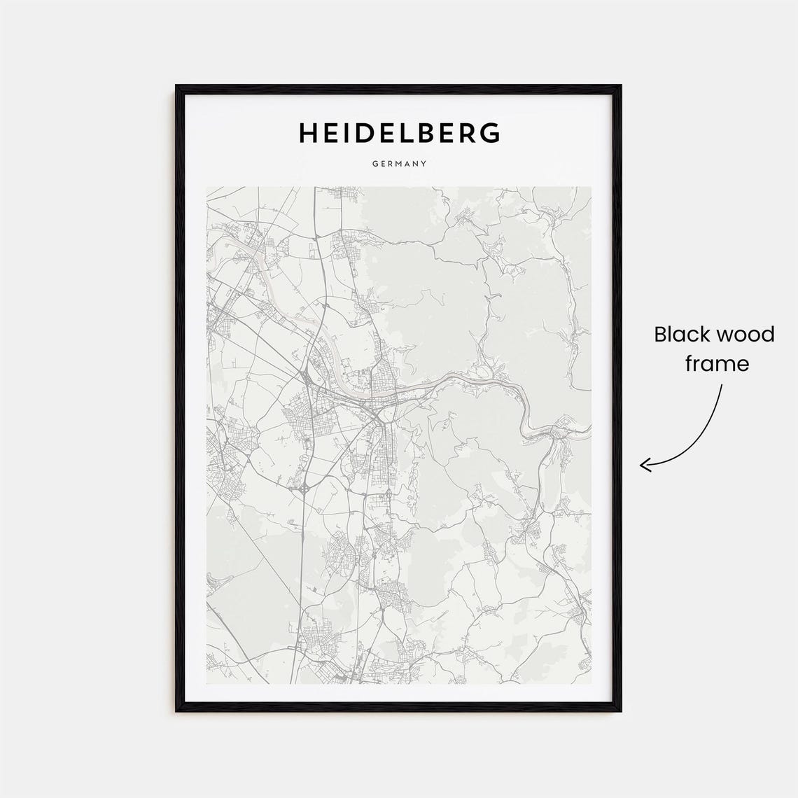 Minimalist Heidelberg Germany City Street Map Wall Decor Poster - Image 3