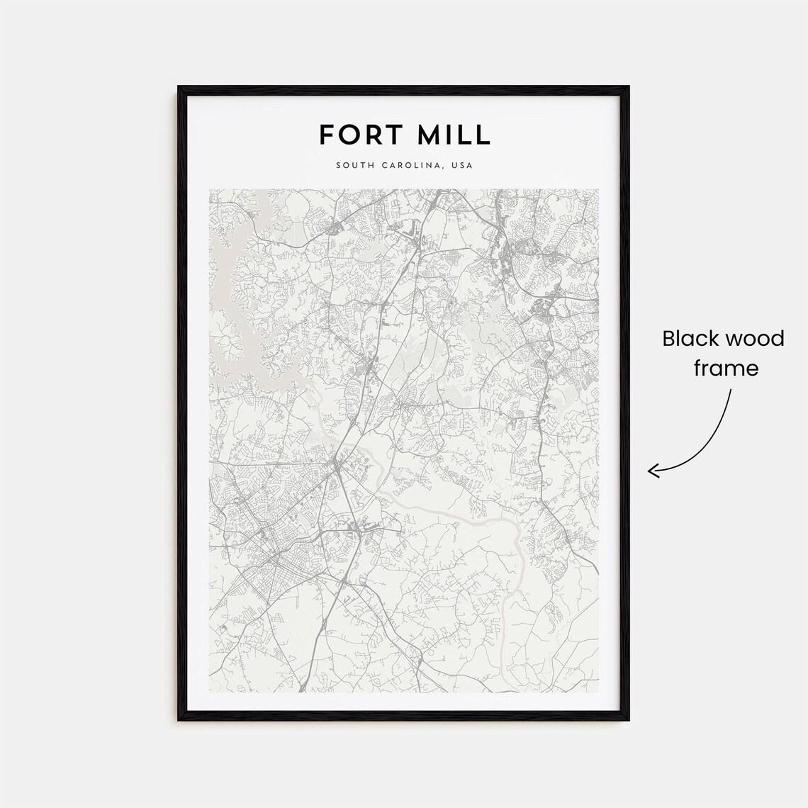 Fort Mill South Carolina USA Minimalist Street Map Line Art Poster - Image 3
