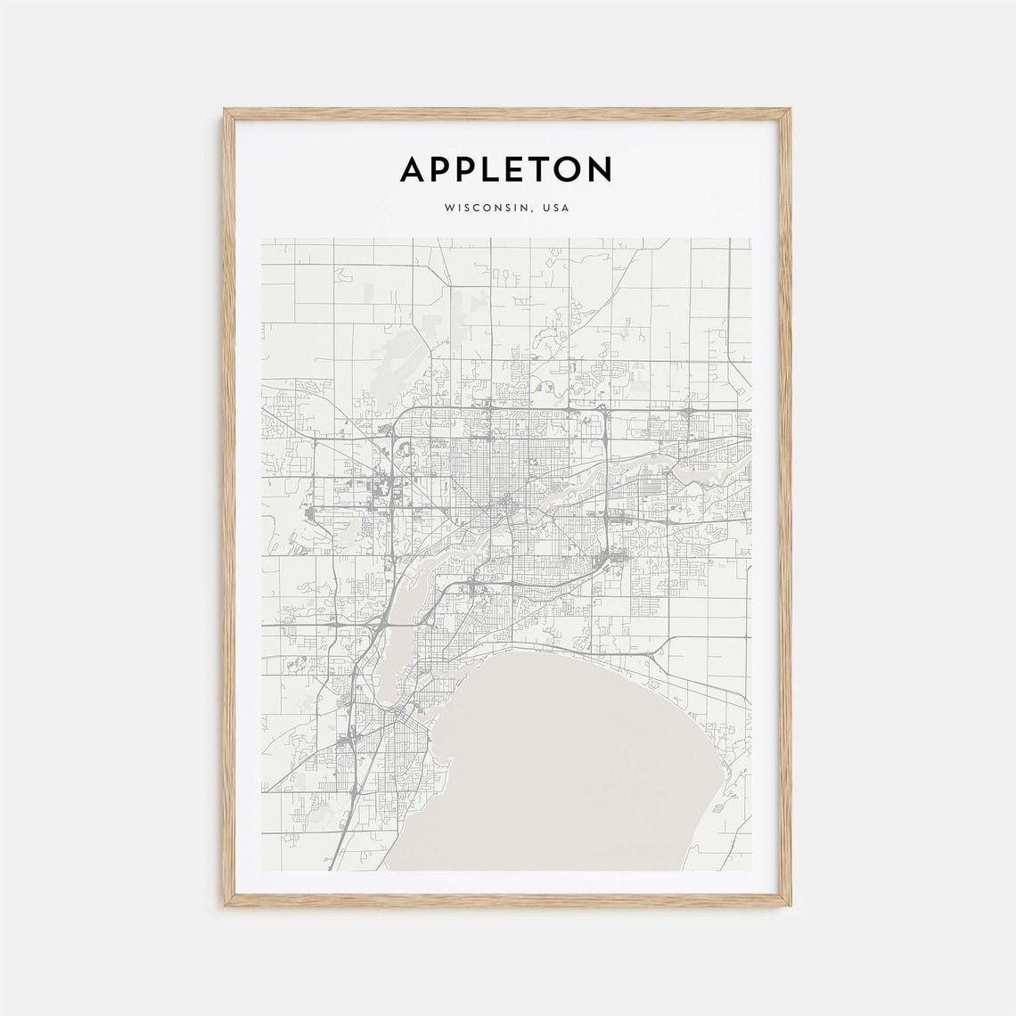 Appleton Wisconsin Fine Line City Street Map Modern Wall Decor Poster