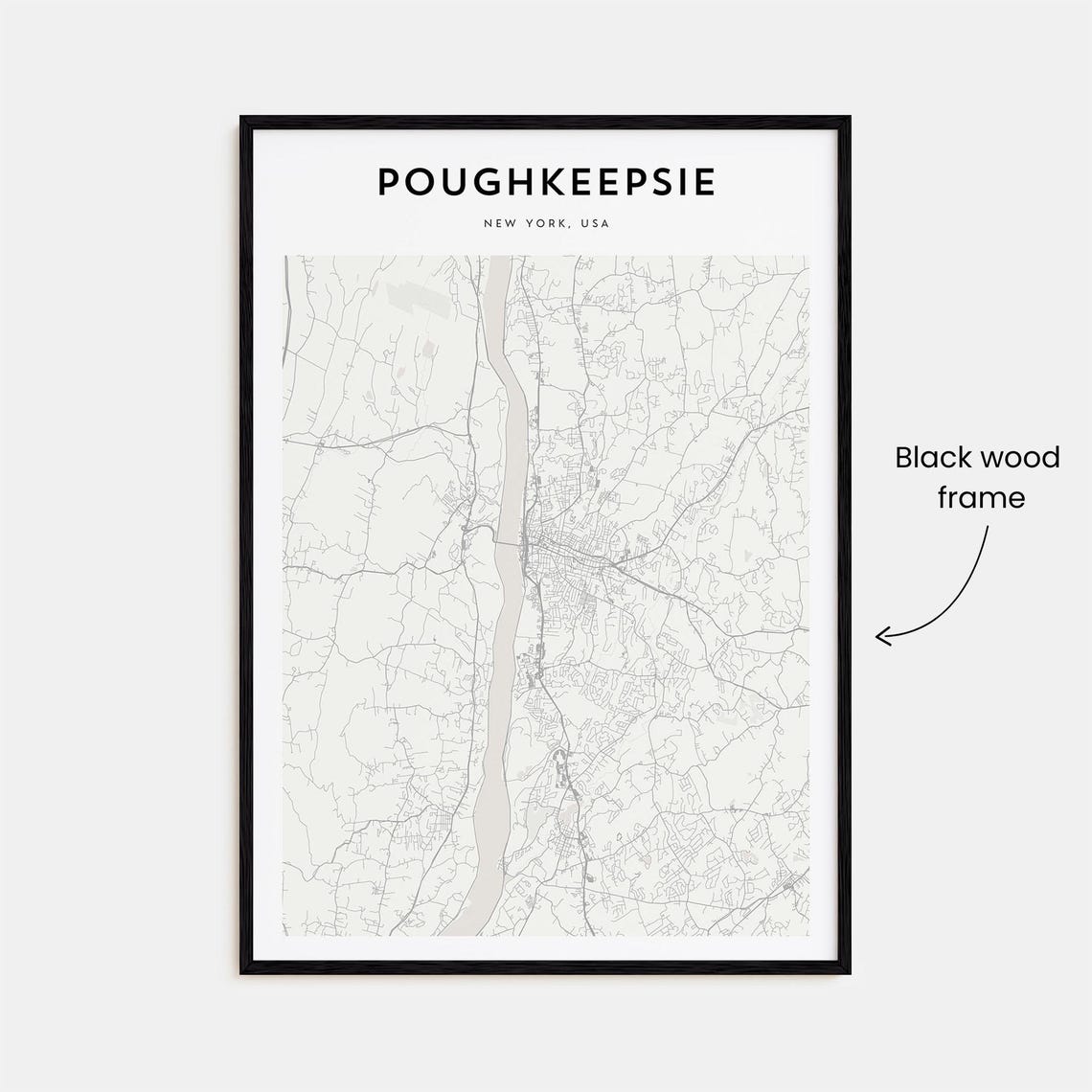Poughkeepsie New York Minimalist Street Map Hudson Valley Poster - Image 3