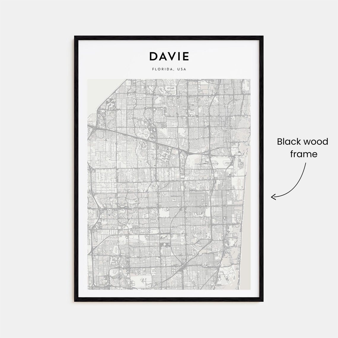 Davie Florida Street Map Modern Minimalist Home Decor Poster - Image 3