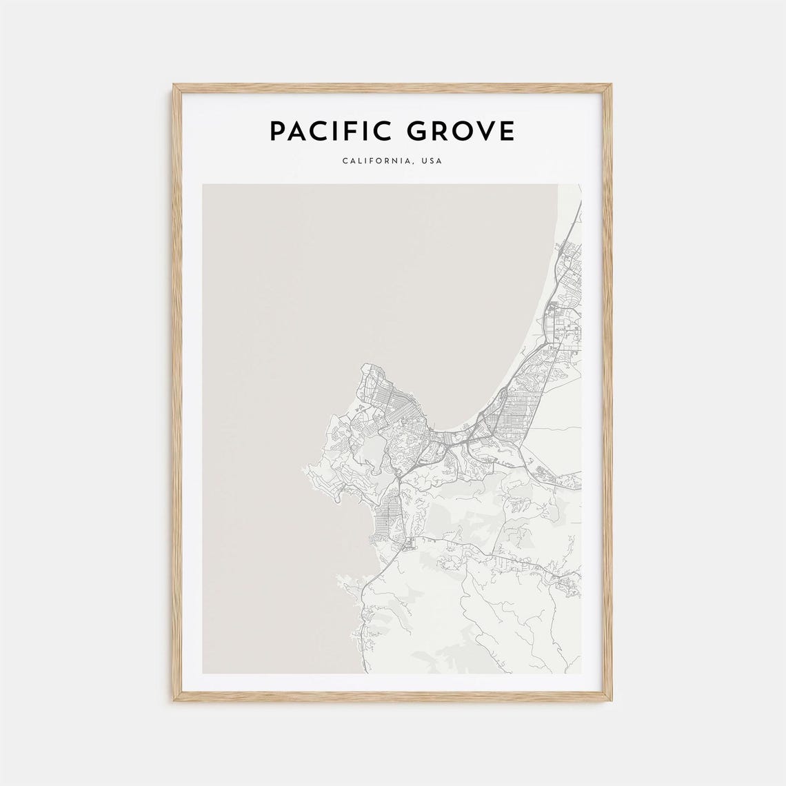Pacific Grove California Minimalist Street Map City Travel Art Poster