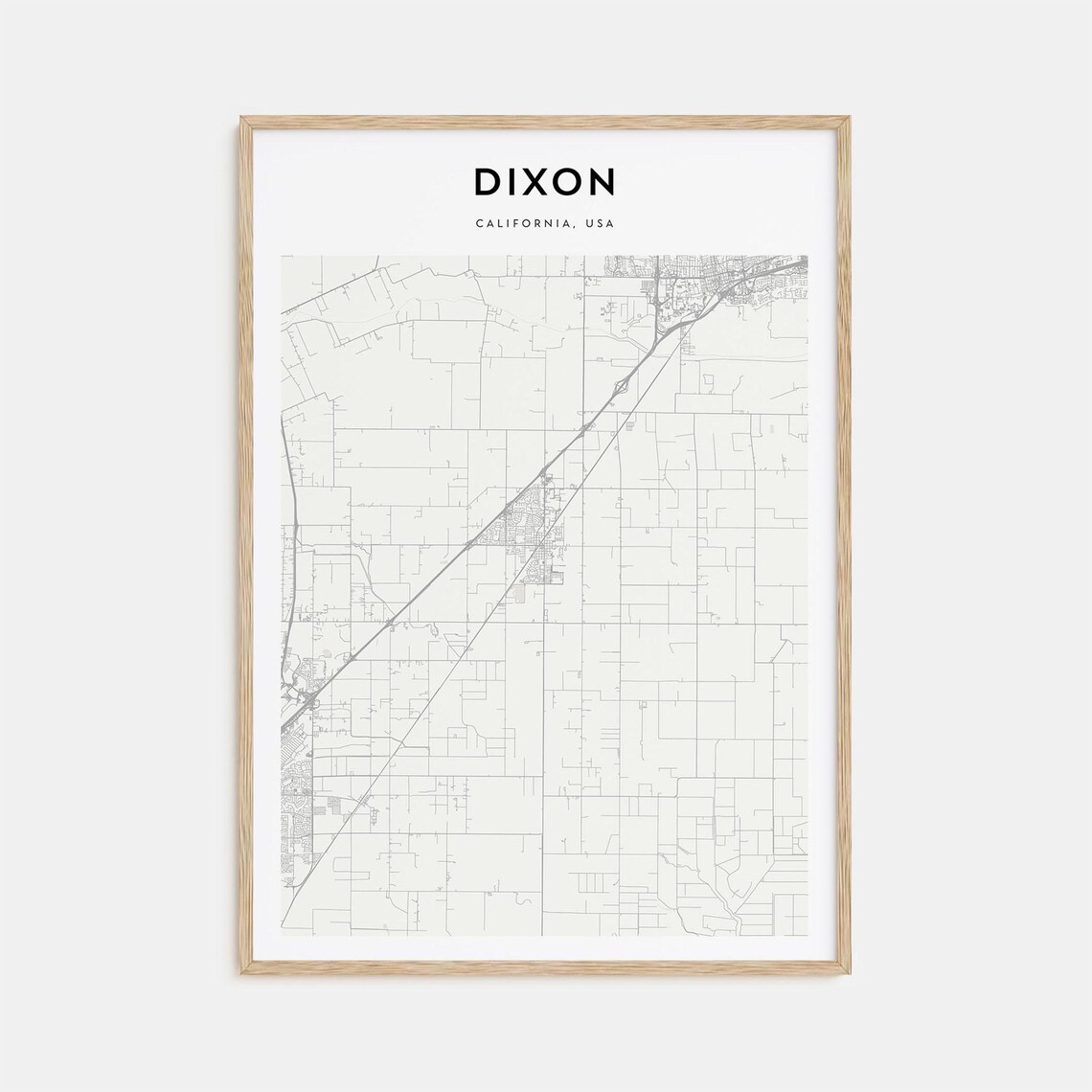 Dixon California USA Modern Minimalist City Street Map Travel Poster