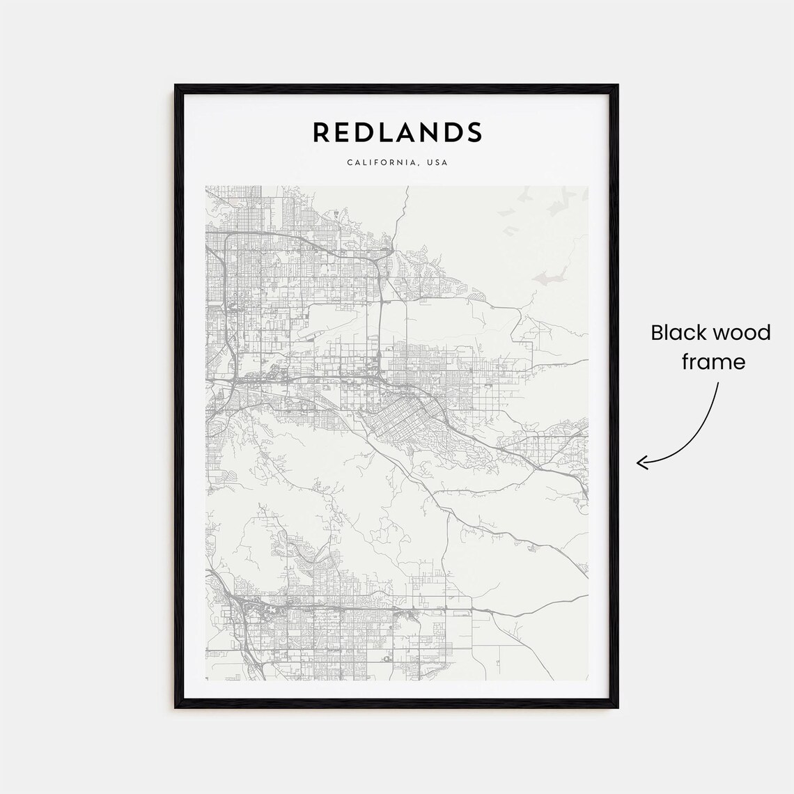 Redlands California USA Minimalist Street City Map Decor Art Poster - Image 3