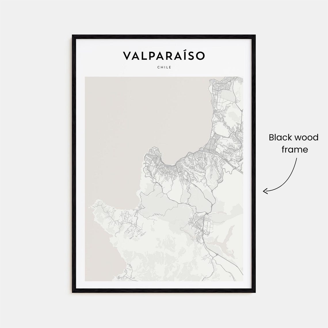 Valparaíso Chile Modern Minimalist City Street Map Travel Poster - Image 3