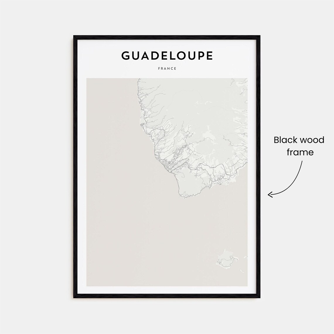 Guadeloupe France Caribbean Minimalist Beige Map Poster Home Art - Image 3