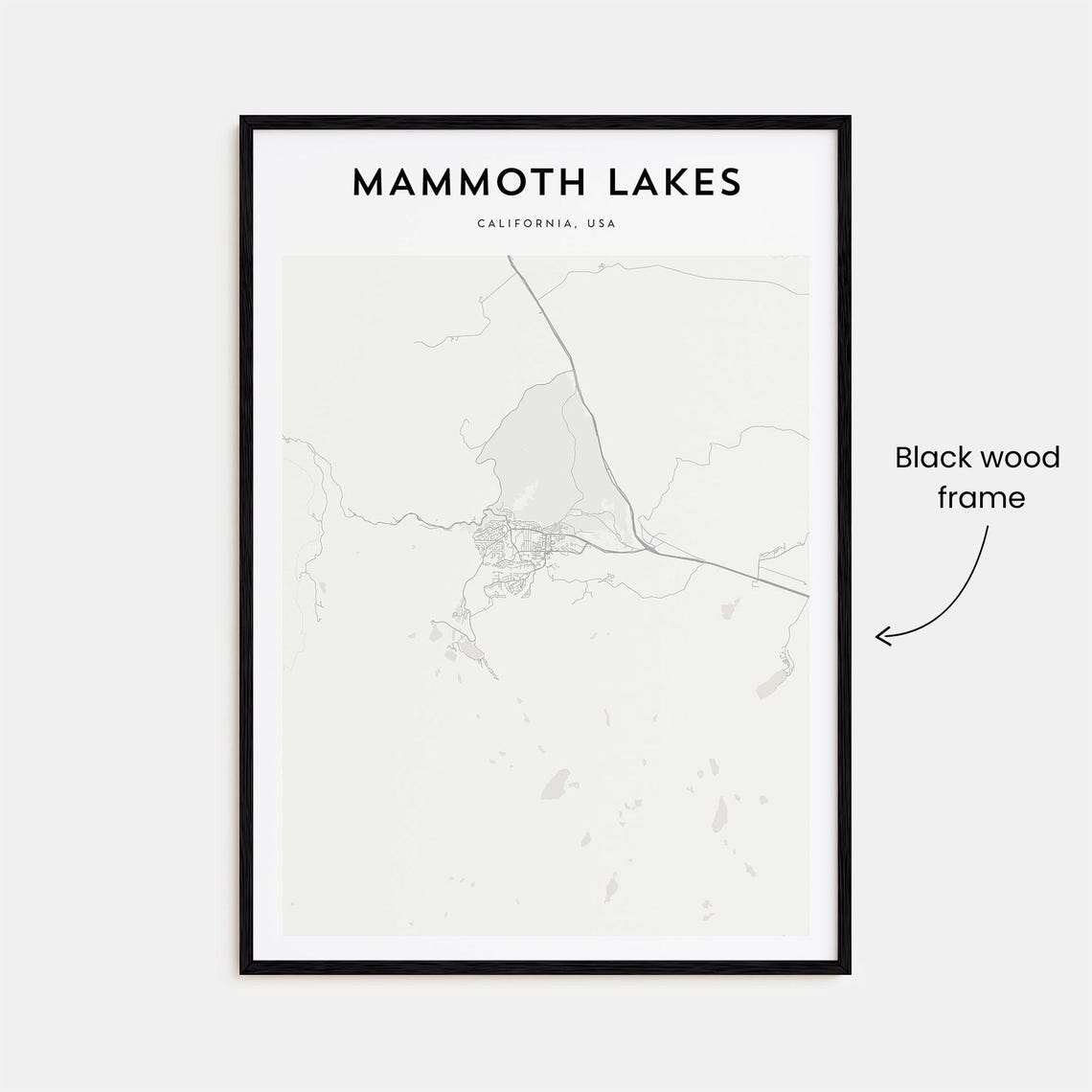 Mammoth Lakes California Minimalist Town Street Map Black White Poster - Image 3