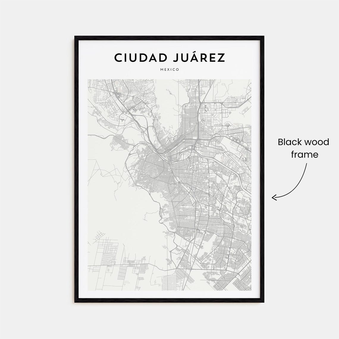 Ciudad Juarez Mexico Minimalist Black White City Map Home Decor Poster - Image 3