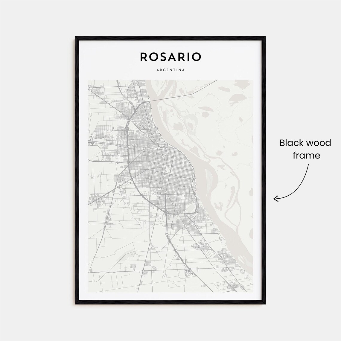 Rosario Argentina Minimalist Monochrome City Map Retro Travel Poster - Image 3