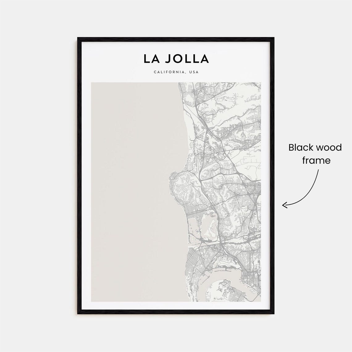 La Jolla California Minimalist Coastal Street Map City Poster - Image 3