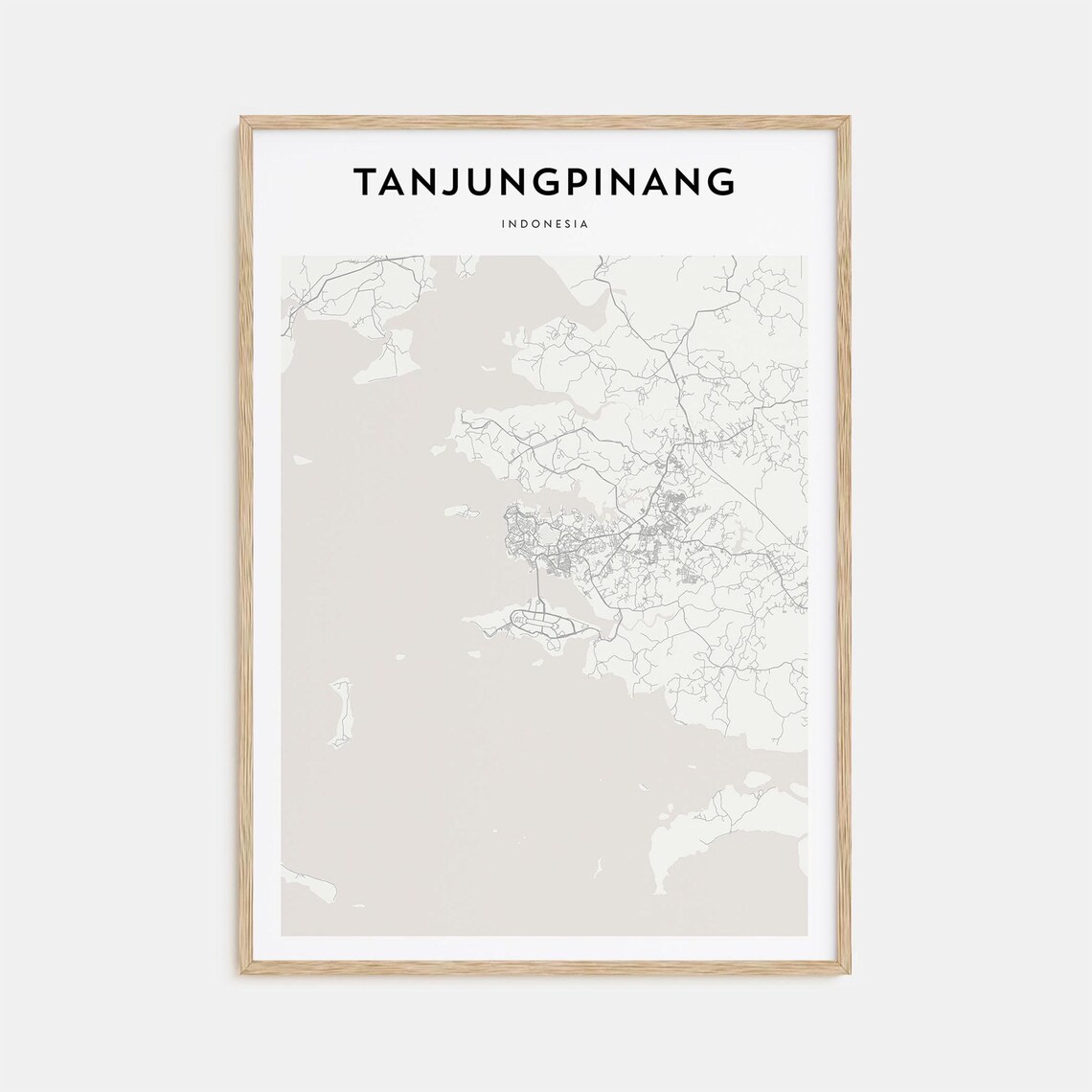 Tanjungpinang Indonesia Minimal Cream Island Map Travel Decor Poster